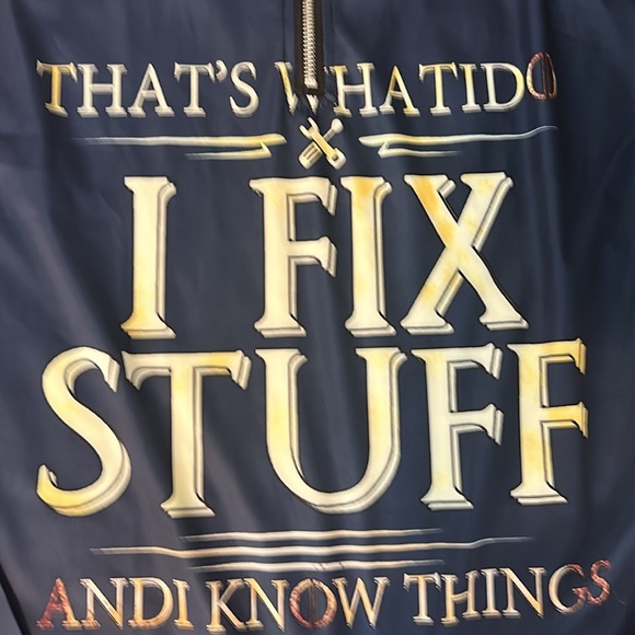 That's What I Do I Fix Stuff And I Know Things Man’s ￼Zip Henley Shirt Size XL - Picture 3 of 4